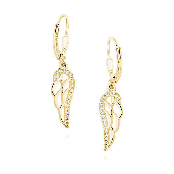 Olivie Strieborné náušnice KRÍDLO GOLD so zirkónmi 0776 9398824