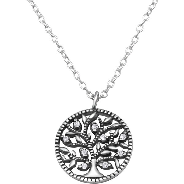 Glory strieborný náhrdelník Strom s bielymi zirkónmi S1058 14758771