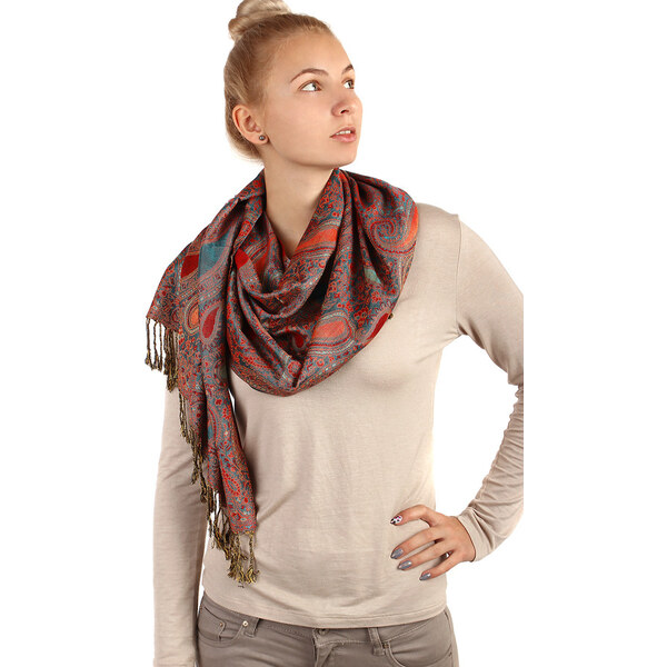 Glara Viacfarebný maxi šál so vzorom 8396025