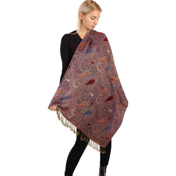 Glara Viacfarebný maxi šál so vzorom 8396028