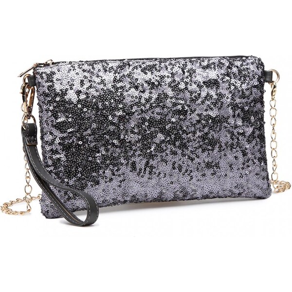 Miss Lulu flitrová večerná kabelka LH1765, sivá 62791734