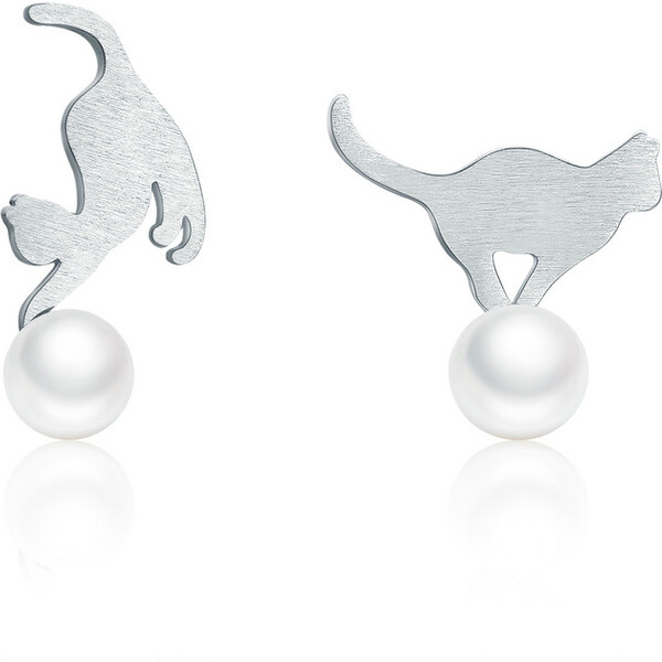 Emporial strieborné náušnice Hravá mačka SCE235 28183254