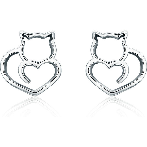 Emporial strieborné kôstkové náušnice Milovaná mačka SCE271 27931207
