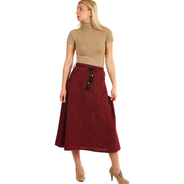 Glara Dlhá dámska úpletová sukňa s melírovaným vzorom 8396347