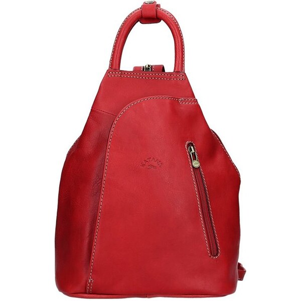 Elegantný dámsky kožený batoh Katana Paula - červená 24847502