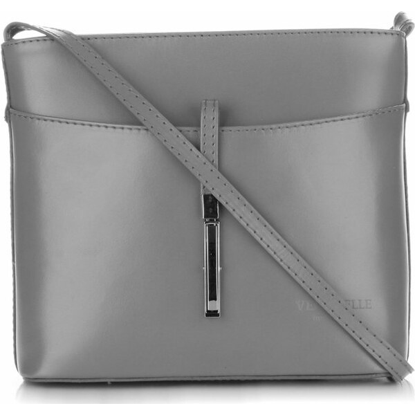 Kožené kabelka listonoška Vera Pelle svetlo šedá 3191 64296086