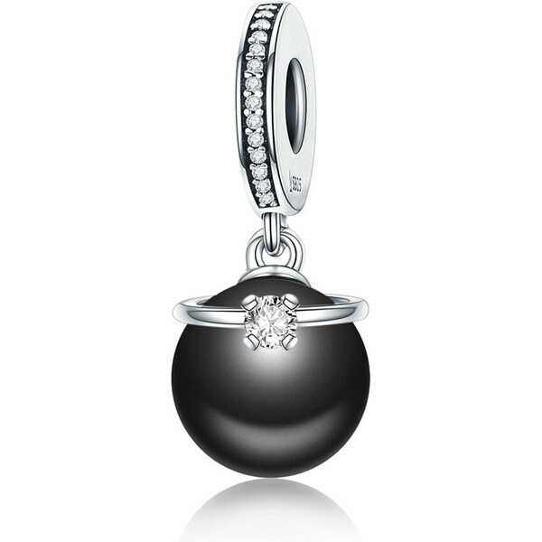 Emporial strieborný prívesok Čierna perla prsteňa 24464401