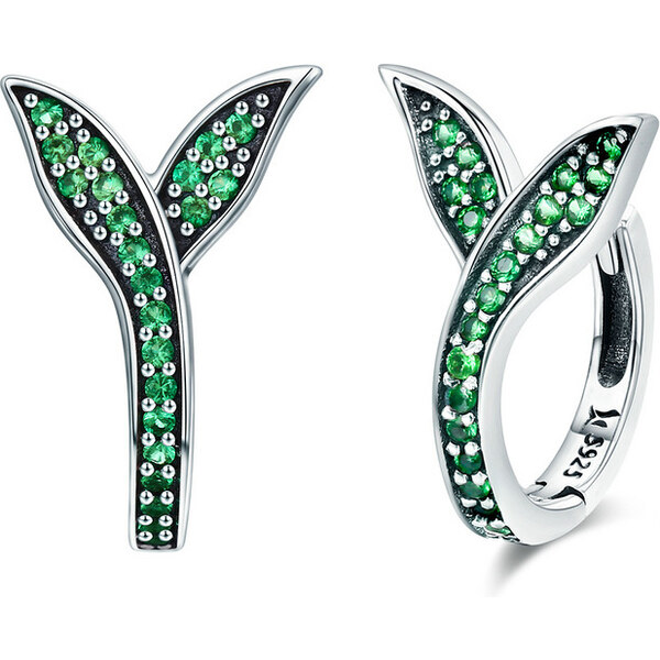 Emporial strieborné náušnice Trblietavé lístky SCE295 28015237