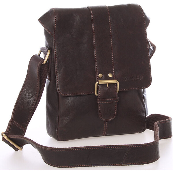 Stredná pánska kožená crossbody taška hnedá - SendiDesign Lysander 56863983