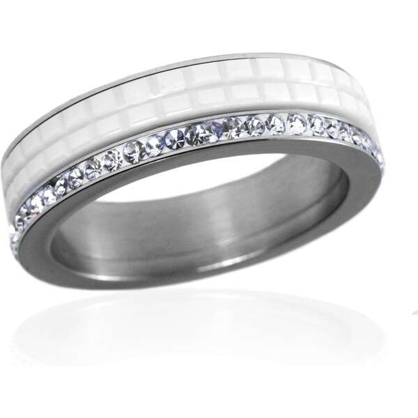 BEMI Design Dámsky keramický prsteň so zirkónmi z chirurgickej ocele 20962768