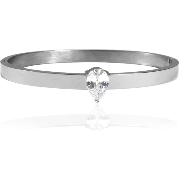 BEMI Design Pevný oceľový náramok s kryštálom TEAR S8120 10399677