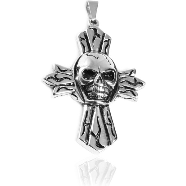 Pánsky prívesok z chirurgickej ocele kríž s lebkou S81100 10399741