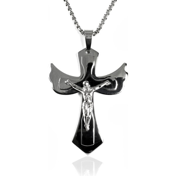 Pánsky náhrdelník z chirurgickej ocele - Ježiš na kríži S87200 10399747