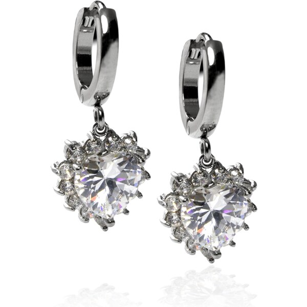 BEMI Design Náušnice srdce so zirkónmi z chirurgickej ocele S133140 10399790