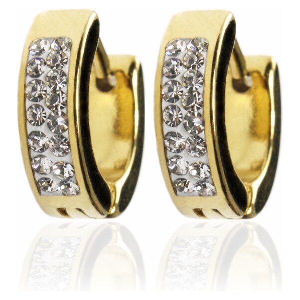 BEMI Design Náušnice kruhy so zirkónmi gold z chirurgickej ocele 10399791