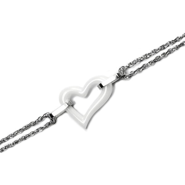 Dámsky náramok z chirurgickej ocele srdce KERAMIC S139090 20962772