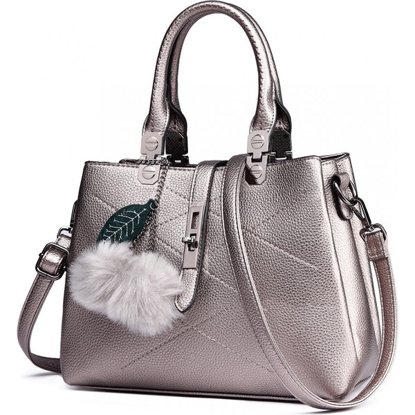 Miss Lulu Kabelka - prešívaná, s Pom pom príveskom, strieborná 46042141