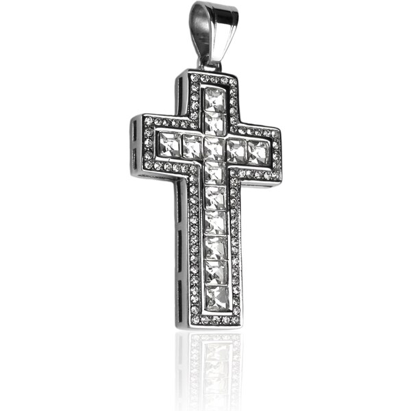 BEMI Design Prívesok kríž s kryštálmi z chirurgickej ocele S247080 10399891