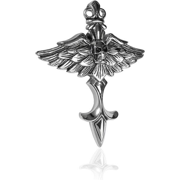 Prívesok kríž s krídlami a lebkou z chirurgickej ocele S252100 10399896