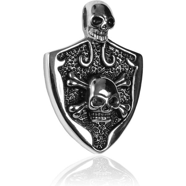 BEMI Design Prívesok štít s lebkama z chirurgickej ocele S256080 10399900