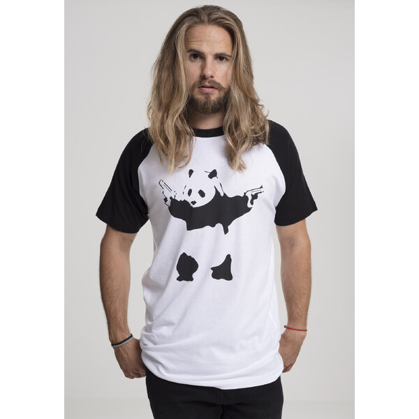 Merchcode Brandalised - Banksy ́s Graffiti Panda Raglan Tee wht/blk 58290036