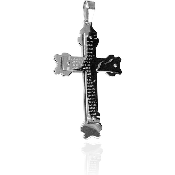 BEMI Design Prívesok kríž s nápismi z chirurgickej ocele S258080 10399901