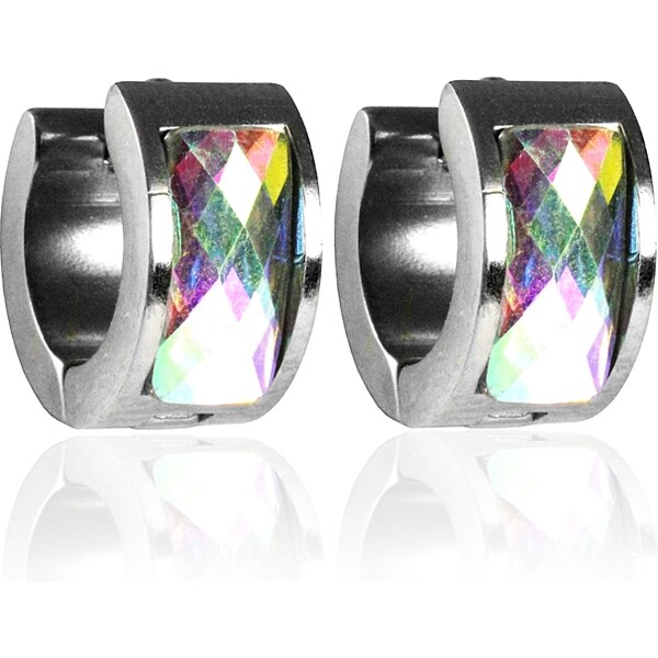 BEMI Design Náušnice s dúhovými zirkónmi z chirurgickej ocele S265025 10399908