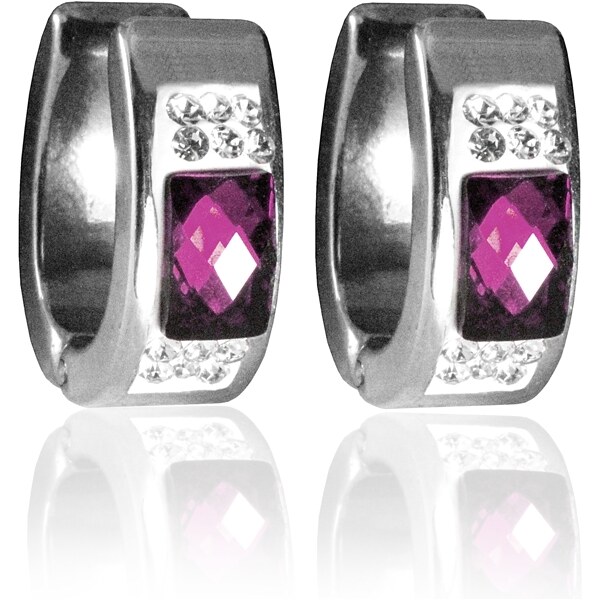 BEMI Design Náušnice s fialovými zirkónmi z chirurgickej ocele S270045 10399913