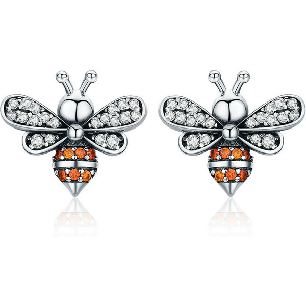 Emporial strieborné náušnice Trblietavá včelia kráľovná SCE344 28093219