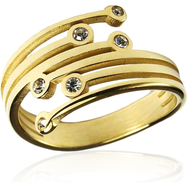 BEMI Design Dámsky prsteň so zirkónmi gold z chirurgickej ocele 10399927