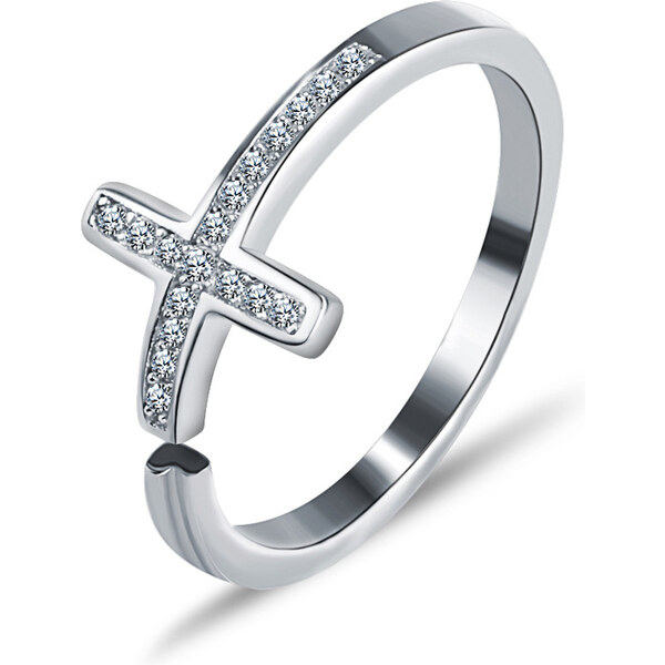 Emporial strieborný prsteň Krížik 28682769