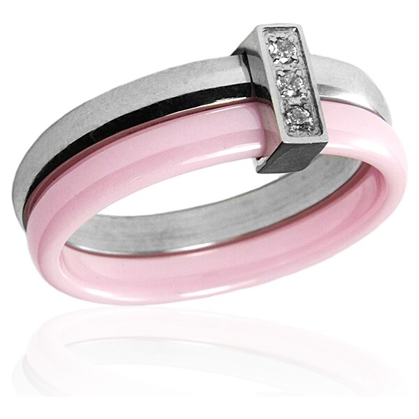 BEMI Design Dámsky ružový keramický prsteň so zirkónmi S303130 20962780