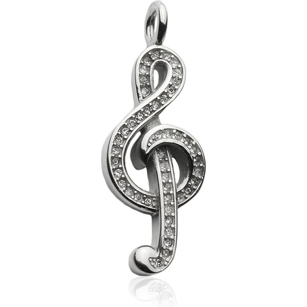 BEMI Design Prívesok husľový kľúč so zirkónmi z chirurgickej ocele 10399952