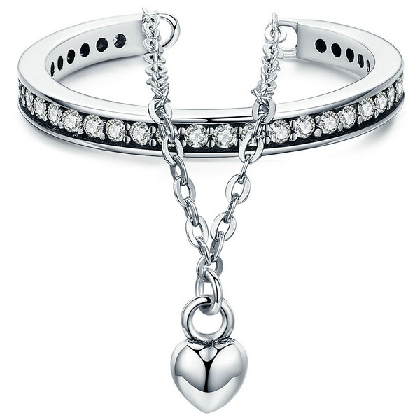 Emporial strieborný nastaviteľný prsteň Zviazané srdce 31420456