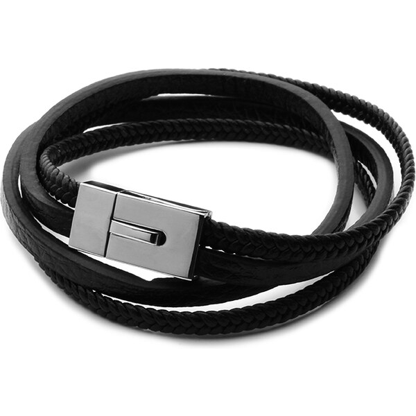 BM Jewellery Pánsky kožený náramok z chirurgickej ocele S335130 10399977