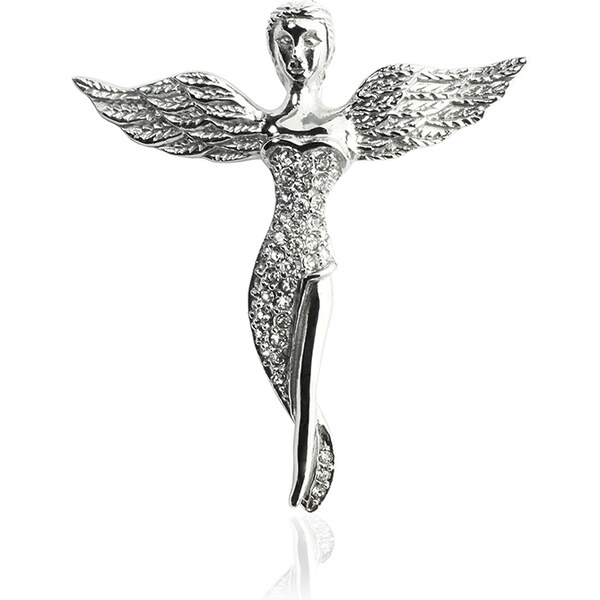 BM Jewellery Prívesok anjel sa zirkónmi z chirurgickej ocele S339100 10399981