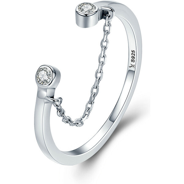 Emporial strieborný nastaviteľný prsteň Na retiazke 29478635