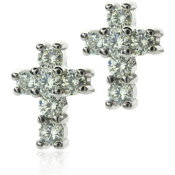 BM Jewellery Náušnice krížik so zirkónmi S349080 10399991