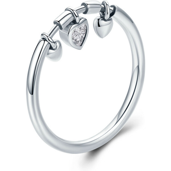 Emporial strieborný prsteň Trblietavé srdce lásky 29365878