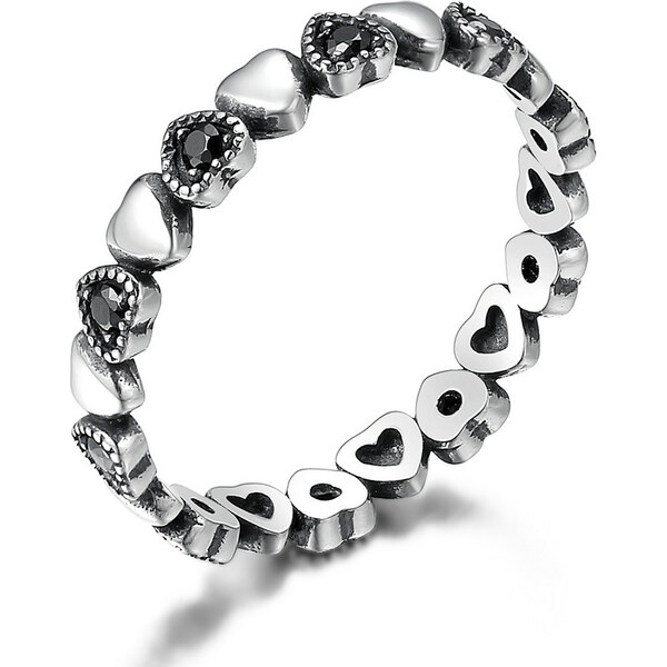 Emporial strieborný prsteň Pole sŕdc 29450825