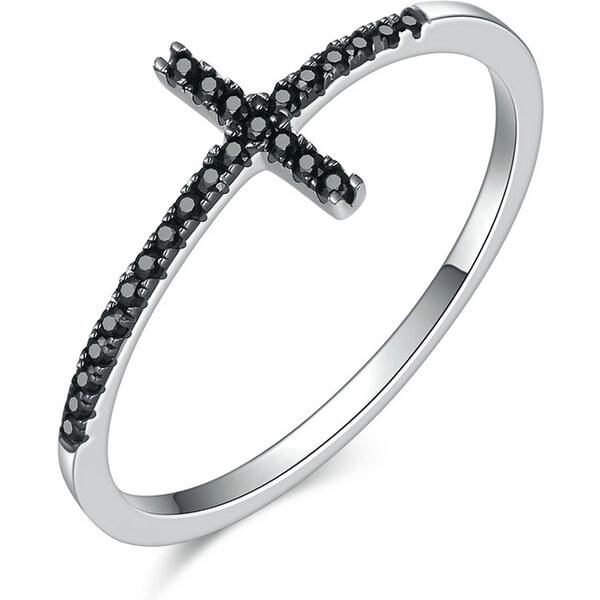 Emporial strieborný prsteň Trblietavý krížik 28682773