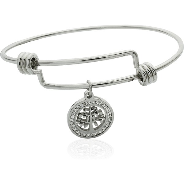 BM Jewellery Pevný oceľový náramok strom života sa zirkónmi S360100 10400002