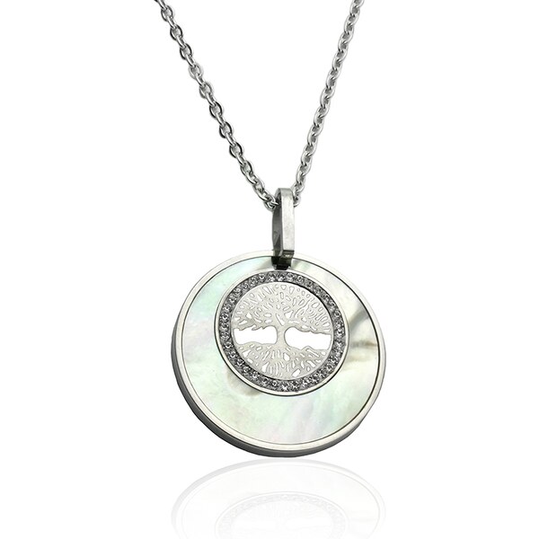 BM Jewellery Dámsky náhrdelník strom života perla z chirurgickej ocele 10400057