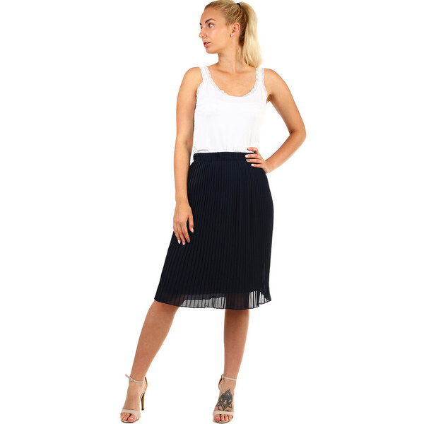 Glara Dámska plisovaná skladaná midi sukňa s pružným pásom 8396645