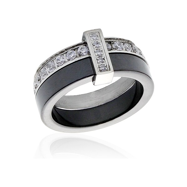 BM Jewellery Dámsky keramický prsteň so zirkónmi čierny S429160 20962805