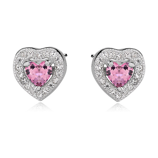 Olivie Strieborné náušnice RUŽOVÉ SRDIEČKO 1654 14270952
