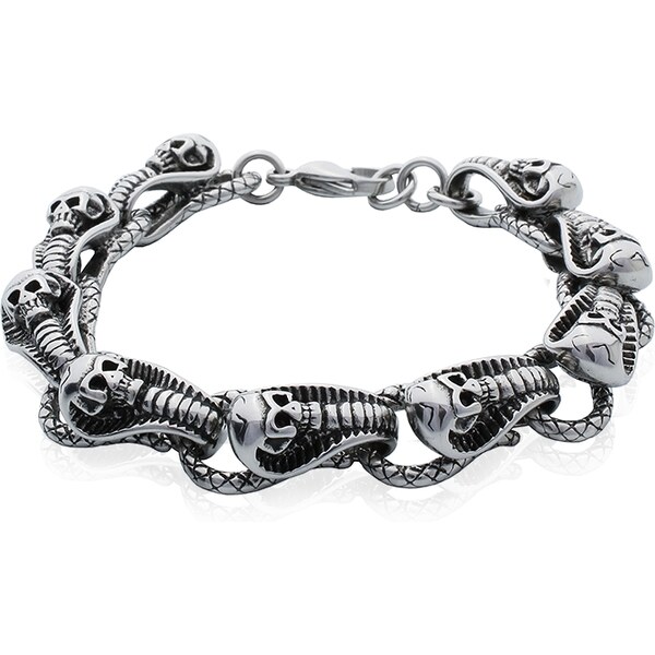 BM Jewellery Pánsky náramok KOBRA S LEBKAMI s chirurgickej ocele 10775322