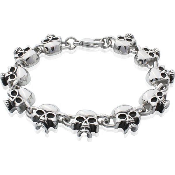 BM Jewellery Pánsky oceľový náramok lebky S481200 10400111