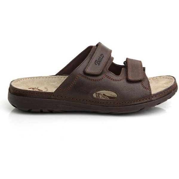 BATZ Pánske kožené hnedé šľapky MIKE 8564045