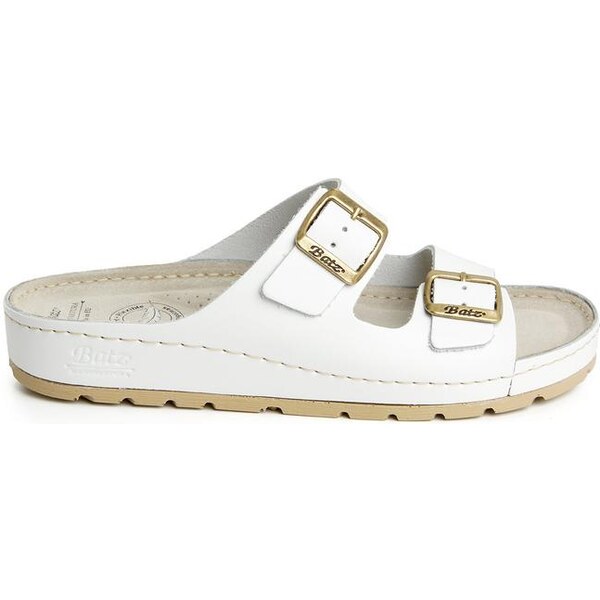 BATZ Dámske kožené biele šľapky ZENNA 5435456